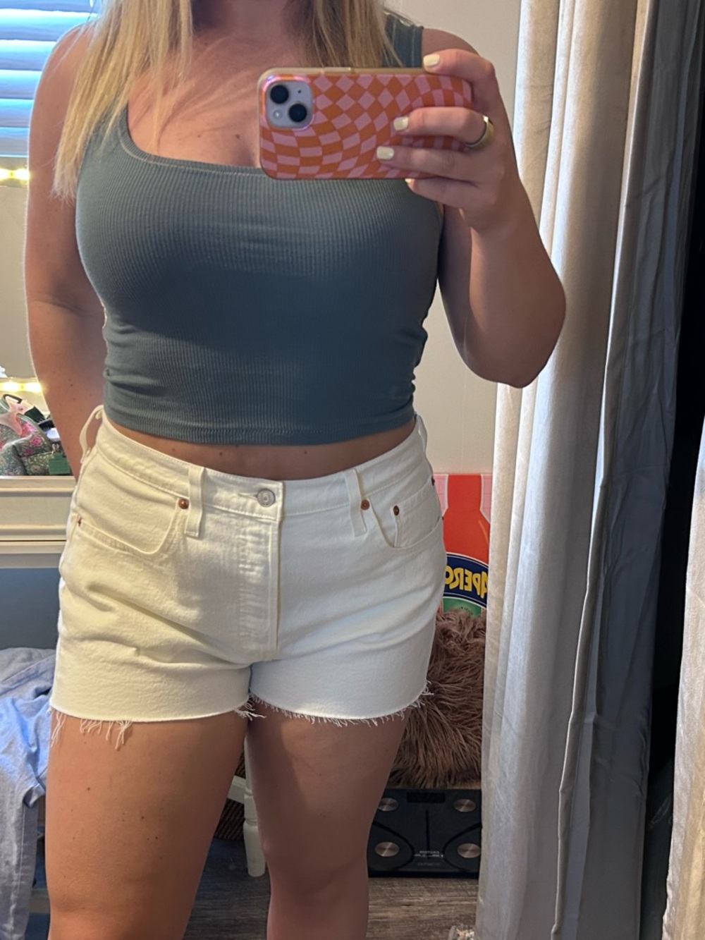 Levi's White Denim High-Rise Jean Shorts